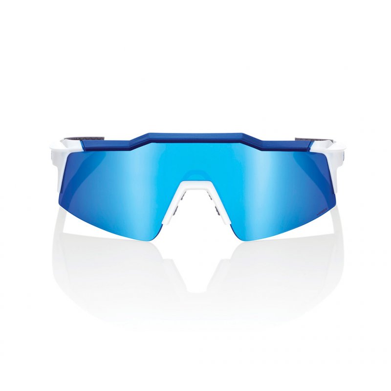 100percent Speedcraft SL /matte white  /metallic blue hiper blue multilayer mirror